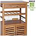 Carrello Cucina In Legno Bambu Con Portabottiglie Cassetto Posate Cesto Acciaio - Foto miniatura 2