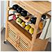 Carrello Cucina In Legno Bambu Con Portabottiglie Cassetto Posate Cesto Acciaio - Foto miniatura 7