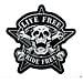 Toppa Termoadesiva Motociclista Patch Tessuto Teschio Live Ride Free Moto Grande - Foto miniatura 1