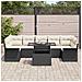 Set di divani da giardino da 8 pezzi con cuscini in rattan nero, Divano da giardino per 2 persone con spazio di stoccaggio e cuscini in rattan nero - Foto miniatura 3