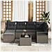 Set di Sofà da Giardino da 6 Pezzi con Cuscini Rattan Nero,  Divano da Giardino con Cuscini Grigio Rattan da 2 Posti - Foto miniatura 3