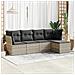 Set Divano da Giardino 5pz con Cuscini Grigio Chiaro Polyrattan - Foto miniatura 2
