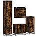 Set Mobili da Bagno 4 pz Rovere Fumo in Legno Multistrato - Foto miniatura 8
