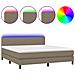 Letto A Molle Con Materasso E Led Tortora 180x200 Cm In Tessuto - Foto miniatura 1