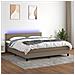 Letto A Molle Con Materasso E Led Tortora 180x200 Cm In Tessuto - Foto miniatura 8