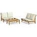 Set Salotto Da Giardino 3pz Con Cuscini Bianco Crema In Bambù - Foto miniatura 2