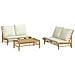 Set Salotto Da Giardino 3pz Con Cuscini Bianco Crema In Bambù - Foto miniatura 3