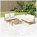 Set Salotto Da Giardino 3pz Con Cuscini Bianco Crema In Bambù - Foto miniatura 1