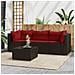 Set Mobili da Giardino 4 pz con Cuscini in Polyrattan Marrone - Foto miniatura 2