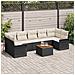 Set di Divani da Giardino 8 Pezzi con Cuscini Nero Polyrattan Acacia - Foto miniatura 2