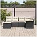Set Divano da Giardino 6 Pezzi con Cuscini Nero Rattan Poly - Foto miniatura 3