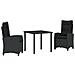 Set da Pranzo per Giardino 3 pcs Nero polyrattan - Foto miniatura 1