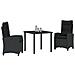 Set da Pranzo per Giardino 3 pcs Nero polyrattan - Foto miniatura 3