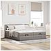 Struttura Letto Pouf con Materassi Tortora 160x200cm in Tessuto - Foto miniatura 3