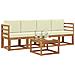 Set di divani da esterno con cuscino 5 pcs Naturale e Crema - Foto miniatura 3