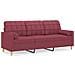 Divano A 3 Posti Con Cuscini Rosso Vino 180 Cm In Tessuto - Foto miniatura 1