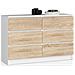 Cassettiera K120, 6 cassetti, 120x40x77 cm, Colore Bianco e Sonoma Quercia - Foto miniatura 1