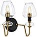 Applique Armand Acciaio Ottone Antico Nero Carbone Vetro Nero 2 Luci E14 - Foto miniatura 1