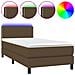 Letto A Molle Materasso E Led Marrone Scuro 100x200 Cm Tessuto - Foto miniatura 1