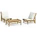 Set Salotto Da Giardino 3pz Con Cuscini Bianco Crema In Bambù - Foto miniatura 2