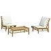 Set Salotto Da Giardino 3pz Con Cuscini Bianco Crema In Bambù - Foto miniatura 3