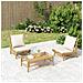 Set Salotto Da Giardino 3pz Con Cuscini Bianco Crema In Bambù - Foto miniatura 1