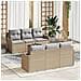 Set di Sofà da Giardino da 7 Pezzi con Cuscini Beige Polyrattan Acacia,  Sofà da Giardino a 2 Posti con Cuscini Beige Polyrattan - Foto miniatura 2
