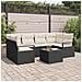 Set Divano da Giardino  7 Pezzi con Cuscini Nero Polyrattan, Divano da Giardino a Due Posti  con Cuscini Nero Polyrattan - Foto miniatura 2
