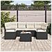 Set Divano da Giardino  7 Pezzi con Cuscini Nero Polyrattan, Divano da Giardino a Due Posti  con Cuscini Nero Polyrattan - Foto miniatura 3