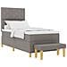 Letto Box Spring con Materasso e Panchina Tortora 90x200 cm Tessuto - Foto miniatura 1