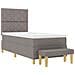 Letto Box Spring con Materasso e Panchina Tortora 90x200 cm Tessuto - Foto miniatura 3