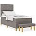 Letto Box Spring con Materasso e Panchina Tortora 90x200 cm Tessuto - Foto miniatura 4