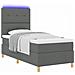 Letto a molle con materasso Grigio scuro 100 x 200 cm Tessuto - Foto miniatura 3