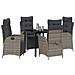 Set da Pranzo per Giardino 5 pcs Grigio Poly Rattan - Foto miniatura 3