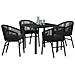 Set da Pranzo per Giardino 5 pcs Nero Poly Rattan - Foto miniatura 3