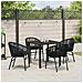 Set da Pranzo per Giardino 5 pcs Nero Poly Rattan - Foto miniatura 4