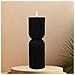 Candela A Led Senza Fiamma Nera A Colonna Rigata - 7,5cm X 23cm - A Batteria - Foto miniatura 5