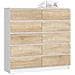 Cassettiera K120, 10 cassetti, 120x40x121 cm, Colore Bianco e Sonoma Quercia - Foto miniatura 1
