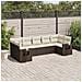 Set Divani da Giardino 7 pz con Cuscini Marrone in Polyrattan - Foto miniatura 3