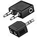 Kit Audio Aereo Jack 3.5 Mm E Sdoppiatore 3.5 Mm, Nero - Foto miniatura 1