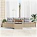 Set da Pranzo da Giardino 5 Pezzi con Cuscini Beige in Rattan Sintetico e Acacia - Foto miniatura 3