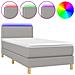 Letto a Molle Materasso e LED Grigio Chiaro 80x200 cm Tessuto - Foto miniatura 1