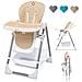 Linn Plus Seggiolone Pappa Compatto Reclinabile Regolabile E Pieghevole Con Vassoio Staccabile Cinture A 5 Punti Con Cuscino Riduttore E Ruote Fino 15 Kg (beige)  - Foto miniatura 1