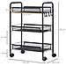 Carrello Da Cucina A 3 Livelli Con Cesti Removibili E 4 Ruote, In Acciaio E Plastica Pp, 41.5lx26.5x63 Cm, Nero - Foto miniatura 4