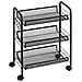 Carrello Da Cucina A 3 Livelli Con Cesti Removibili E 4 Ruote, In Acciaio E Plastica Pp, 41.5lx26.5x63 Cm, Nero - Foto miniatura 1