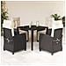 Set da Pranzo da Giardino 5 pz Nero con Cuscini in Polyrattan - Foto miniatura 8