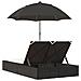 Lettino Prendisole Doppio Cuscini e Parasole Nero in Polyrattan - Foto miniatura 6