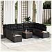 Set di Divano da Giardino da 10 Pezzi con Cuscini Nero Polyrattan Acacia - Foto miniatura 2