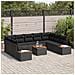 Set di Divano da Giardino da 10 Pezzi con Cuscini Nero Polyrattan Acacia - Foto miniatura 3
