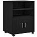 Armadietto Roulante Nero Rovere 60x48x81 cm Legno Ingegnerizzato - Foto miniatura 1